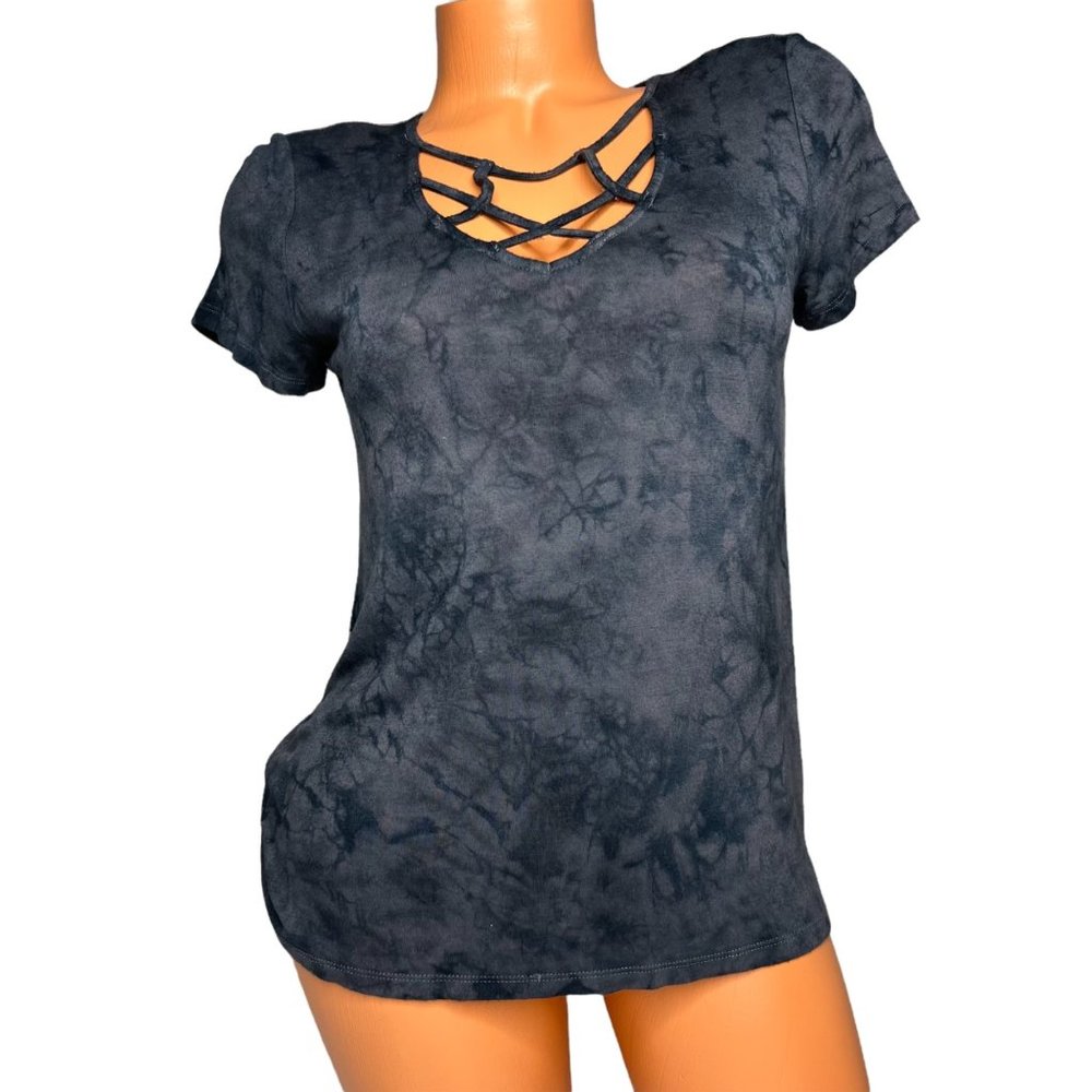 Olive + Oak Womens Grey Tie-Dyed VNeck Casual LV8S82828 Blouse Size XS